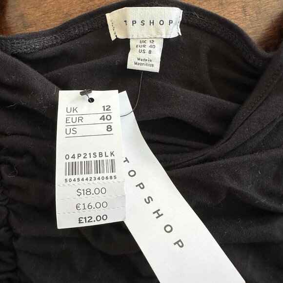 Topshop Mesh Lined Cropped Black Tank Top in Size US8/EUR40/UK12 - Picture 3 of 3